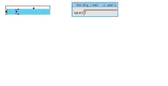 The dynamic display and layout Editor views of the example hierarchy showing the two leaf widgets aligned with each other top and bottom.