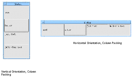 Dynamic displays illustrating "Column" packing.