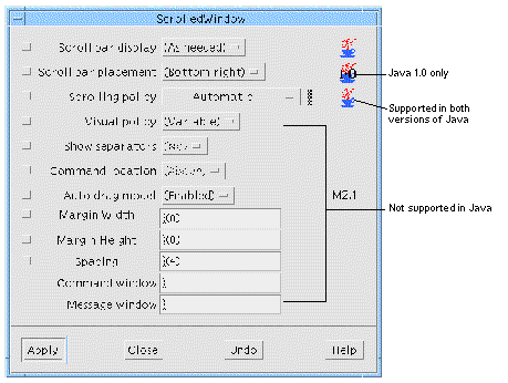 Screenshot of ScrolledWindow resource panel.