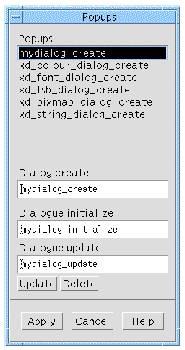 Popups dialog with example values.