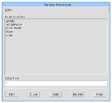 The Family Edit dialog showing the Enumerations page with the default list of enumerations for the Athena primitives.